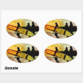 Surfen Ovaler Aufkleber (Blatt)