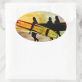 Surfen Ovaler Aufkleber (Tasche)