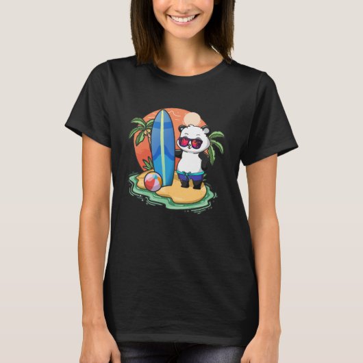 Surfen Panda Beach Vacation Animal Grafik T-Shirt (Vorderseite)