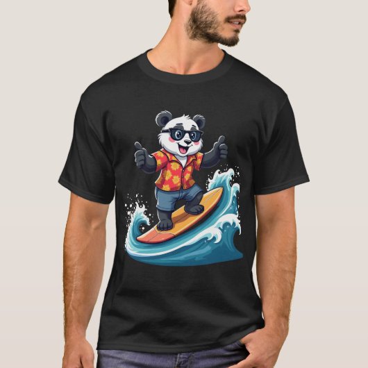 Surfen Panda im tropischen Stil - Spaß und Entspan T-Shirt (Vorderseite)