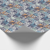 Surfen Patchwork: Grunge Vintage-Muster Geschenkpapier (Ecke)