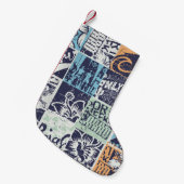 Surfen Patchwork: Grunge Vintage-Muster Kleiner Weihnachtsstrumpf (Vorderansicht (hängend))