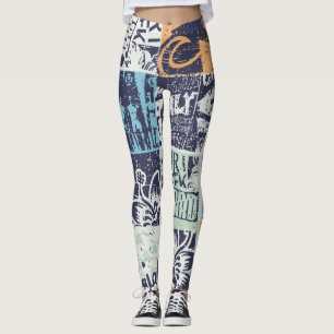 Surfen Patchwork: Grunge Vintage-Muster Leggings