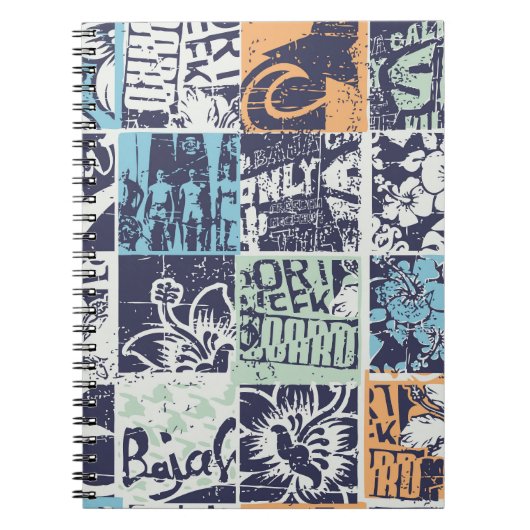Surfen Patchwork: Grunge Vintage-Muster Notizblock (Vorderseite)