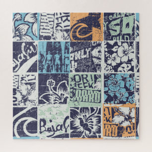 Surfen Patchwork: Grunge Vintage-Muster Puzzle
