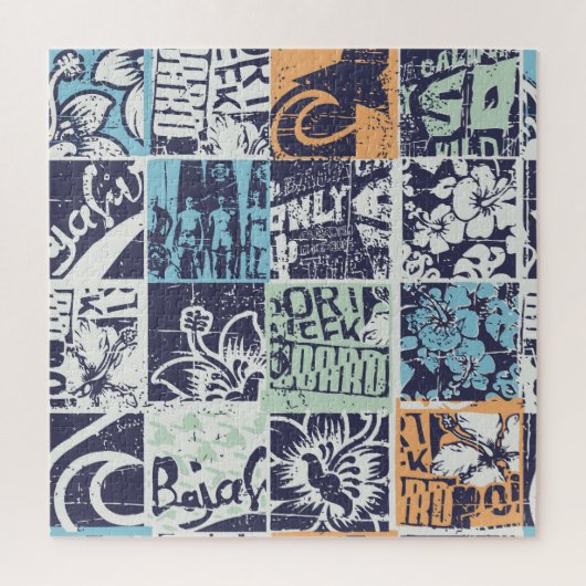Surfen Patchwork: Grunge Vintage-Muster Puzzle (Vertikal)