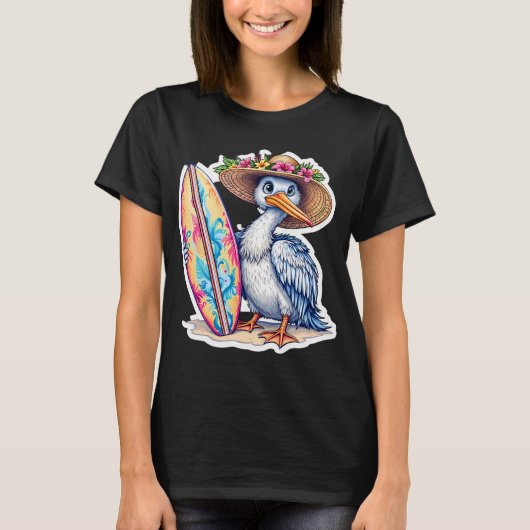 Surfen Pelikan T-Shirt (Vorderseite)