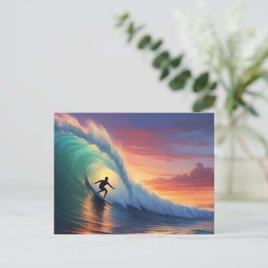 Surfen Postkarte (Stehend Vorderseite)