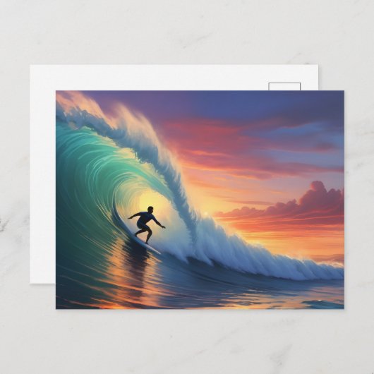 Surfen Postkarte (Vorne/Hinten)