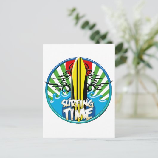 Surfen Postkarte (Stehend Vorderseite)