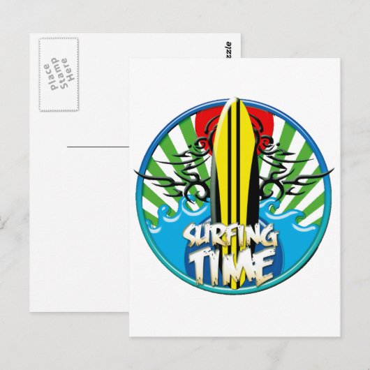 Surfen Postkarte (Vorne/Hinten)