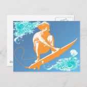 Surfen Postkarte (Vorne/Hinten)