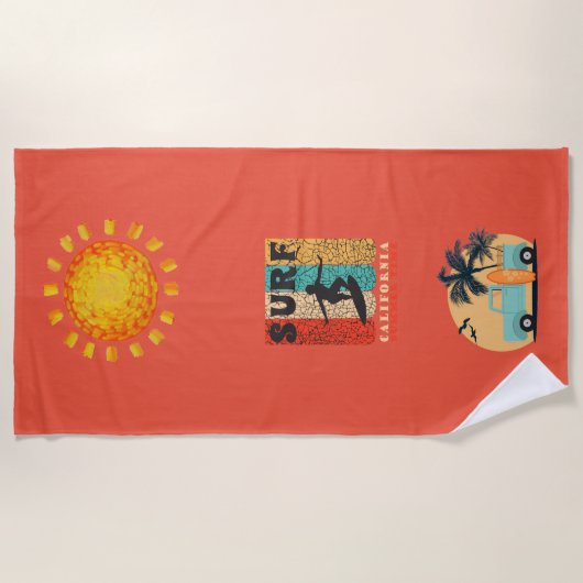 Surfen Retro Beach Handtuch (Vorderseite)