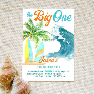 Surfen Retro Beach Party groß 1. Geburtstag Einladung