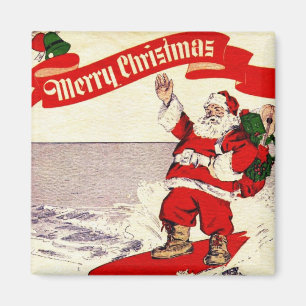 Surfen Retro Santa Magnet
