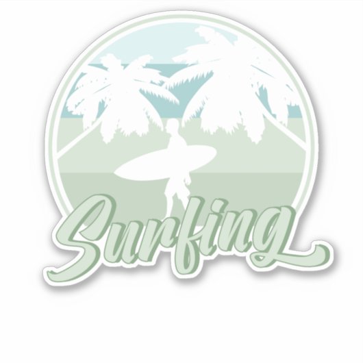Surfen Retro Surfboard Surfer Geschenk Aufkleber (Vorderseite)