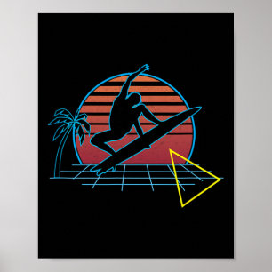 Surfen Retro Vintage Surfer 80er Stil Poster