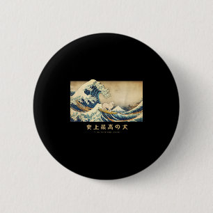 Surfen Samoyed Kanagawa Wave Japanischer Hund Funn Button