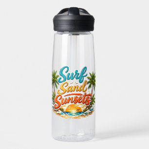 Surfen Sand Sonnenuntergänge Tropisches Stranddesi Trinkflasche