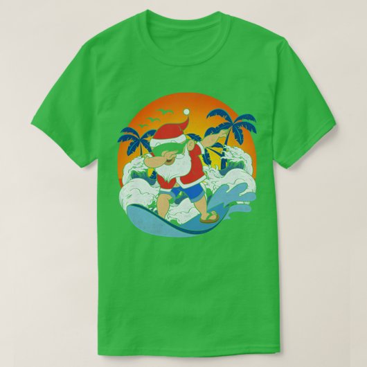 Surfen Santa Claus Dabbing Funny Hawaiian Xmas Ch T-Shirt (Design vorne)