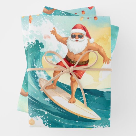 Surfen Santa Claus Geschenkpapier Set (Beispiel)