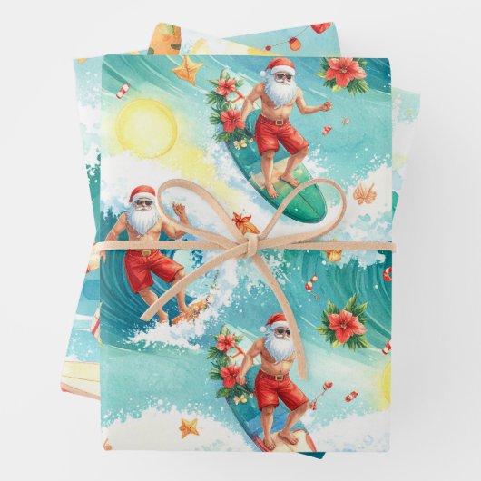 Surfen Santa Claus Geschenkpapier Set (Beispiel)