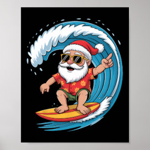 Surfen Santa Claus Weihnachten im Juli Strand Somm Poster