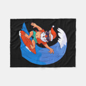 Surfen Santa Claus Weihnachten X-mas Geschenk Fleecedecke (Vorderseite (Horizontal))