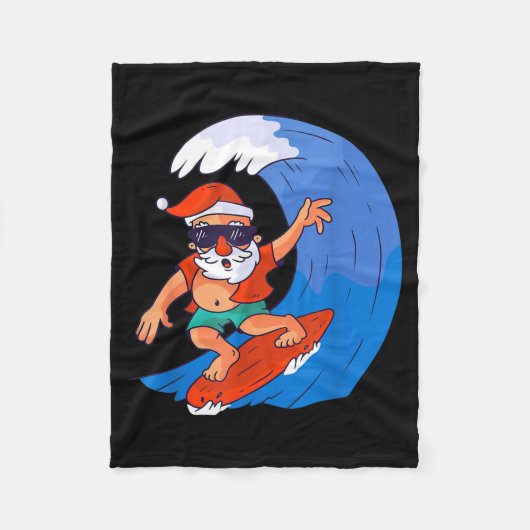 Surfen Santa Claus Weihnachten X-mas Geschenk Fleecedecke (Vorderseite)