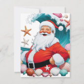Surfen Santa Muschel Welle Flach Feiertag Weihnach Feiertagskarte (Rückseite)