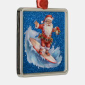 Surfen Santa Ornament Aus Metall (Rechts)