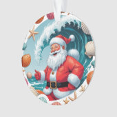 Surfen Santa Seashell Wave Acrylic Christmas Orna Ornament (Vorderseite)