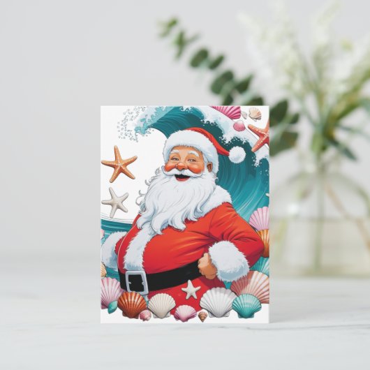 Surfen Santa Seashell Wave Flat Weihnachten (Stehend Vorderseite)