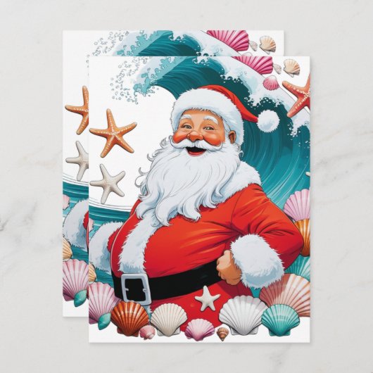 Surfen Santa Seashell Wave Flat Weihnachten (Vorne/Hinten)