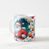 Surfen Santa Seashell Wave Klassische Weihnachtsfe Kaffeetasse (Vorderseite Links)