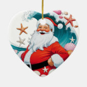 Surfen Santa Seashell Wave Weihnachtsschmuck (Hinten)