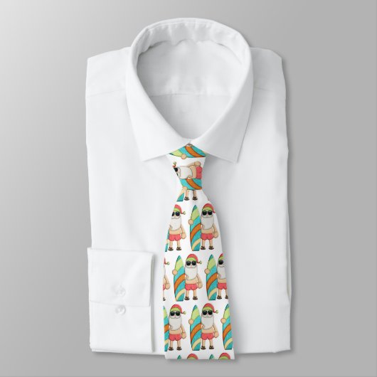 Surfen Santa Tropical Christmas Neck Tie Krawatte (Gebunden)