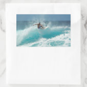 Surfen Sie auf einem großen Rechteck-Aufkleber Rechteckiger Aufkleber (Tasche)