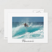 Surfen Sie auf einer großen, weißen Hawaii-Postkar Postkarte (Vorne/Hinten)