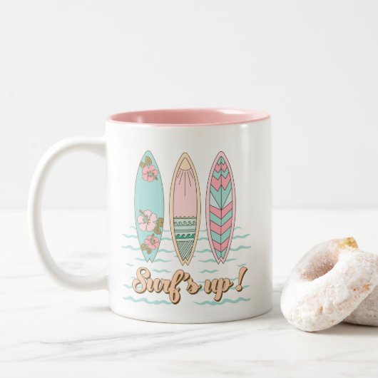 Surfen Sie auf Surfbrett Beach Tasse (Mit Donut)