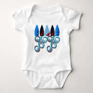 Surfen Sie Cool Red Blue Surf Boarding Surfstrand Baby Strampler