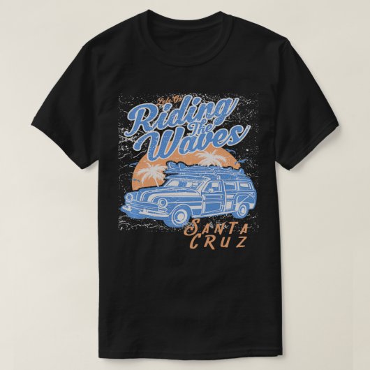 Surfen Sie im Coolen Woodie Wagon Retro Vin T-Shirt (Design vorne)