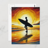Surfen Sie im Sunset am Strand Postkarte (Vorne/Hinten)