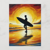 Surfen Sie im Sunset am Strand Postkarte (Vorderseite)
