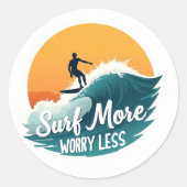 Surfen Sie mehr 🌊 Sunset Surf Motivation Sticker (Vorderseite)
