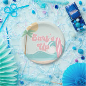 Surfen Sie nach oben Rosa Beach Geburtstagspapier- Pappteller (Party)