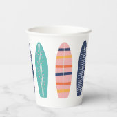 Surfen Sie Retro Beach Girl Surfboard Pappbecher (Rückseite)