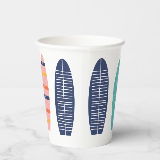 Surfen Sie Retro Beach Girl Surfboard Pappbecher (Rechts)