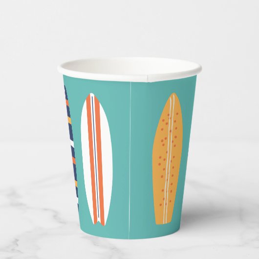 Surfen Sie Retro Beach Surfboard Papier-Cups Pappbecher (Rechts)