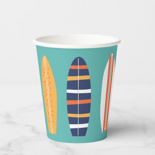 Surfen Sie Retro Beach Surfboard Papier-Cups Pappbecher (Vorderseite)